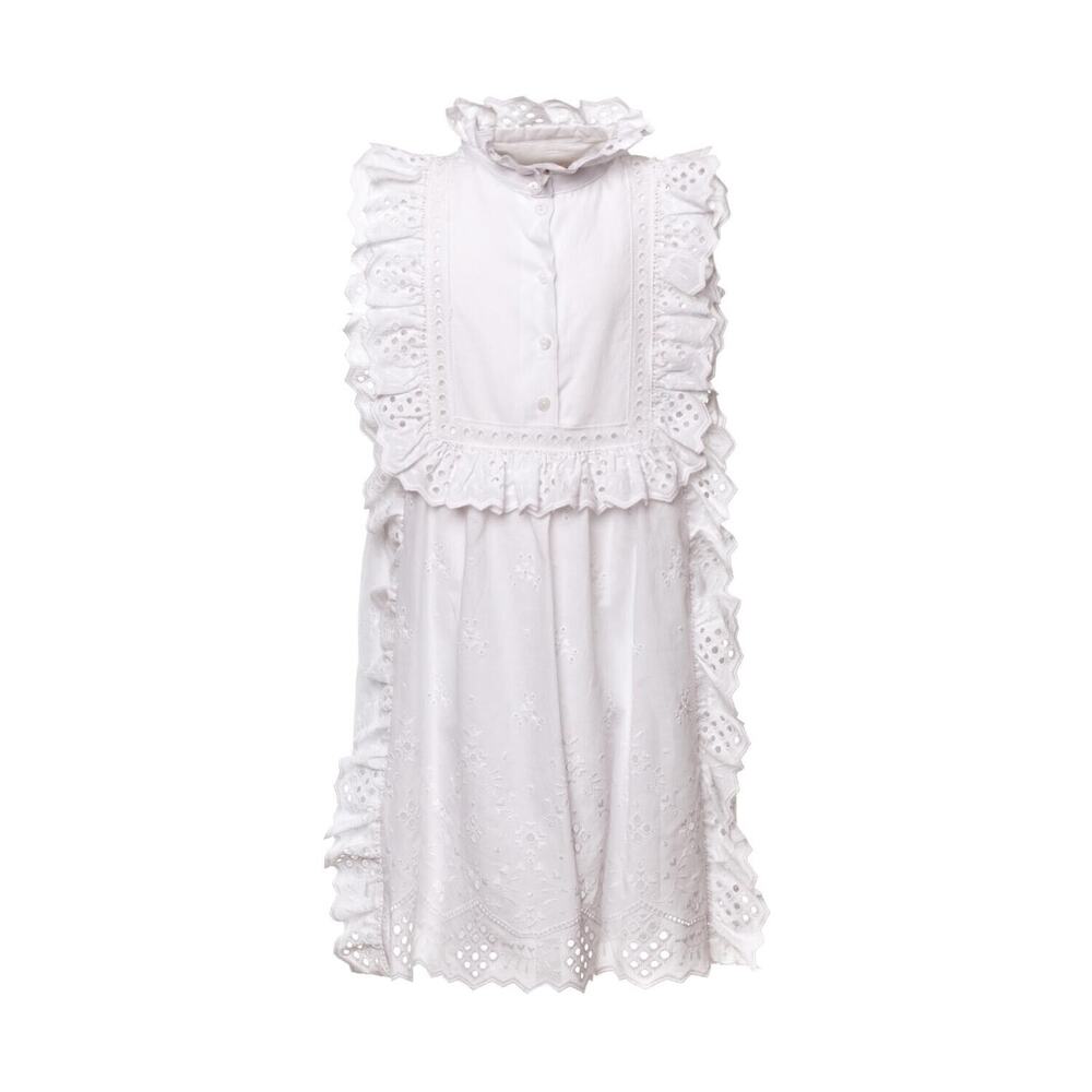 Alberta Ferretti White Eyelet Ruffle Sleeveless Dress junior 14 or Women’s 2